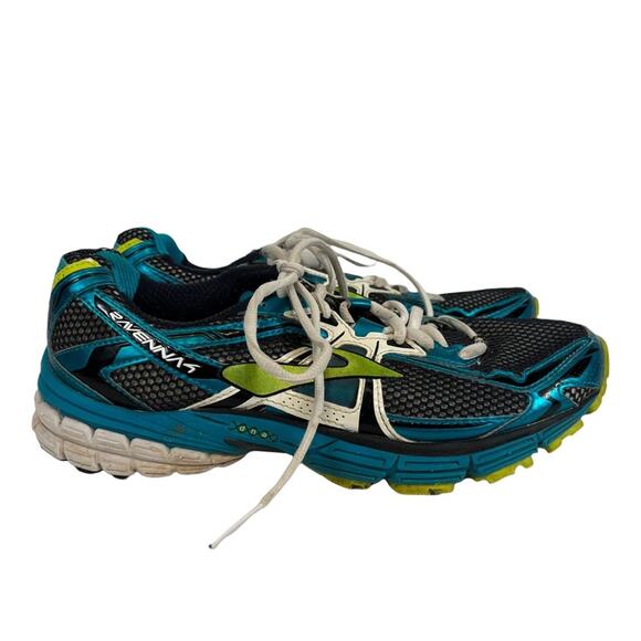 Brooks Ravenna 4 Blue + Lime Green Running Shoes Size Woman's 9.5 - Picture 1 of 7